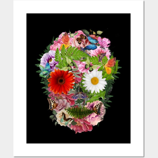 Sage Tribe Skull With sunflowers Wall Art by Collagedream